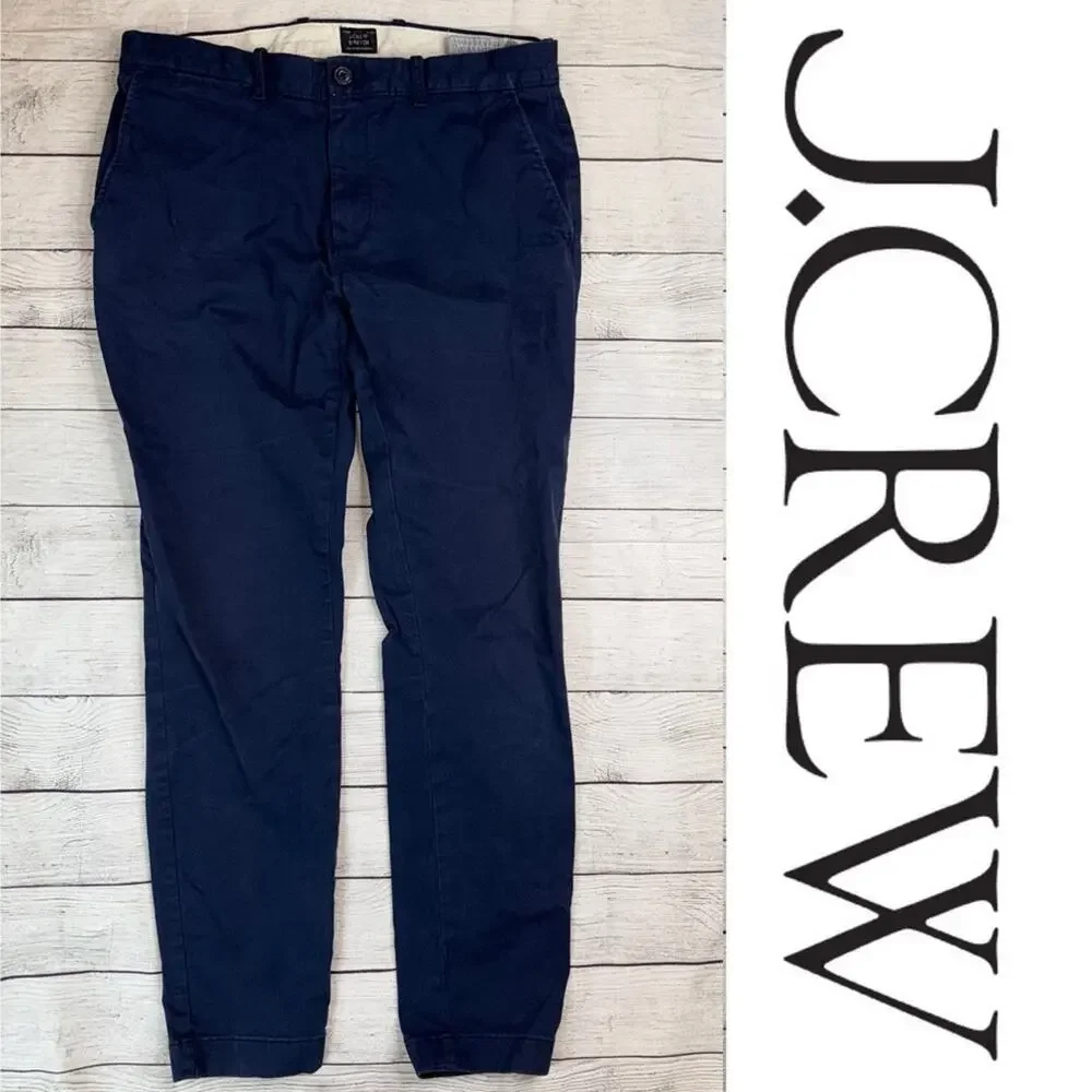 J. Crew Men's Size 33 x 32 Style 250 Skinny Chino Pants Navy Blue Stretch